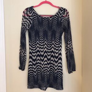 Blue and white illusion, stretchy bodycon dress